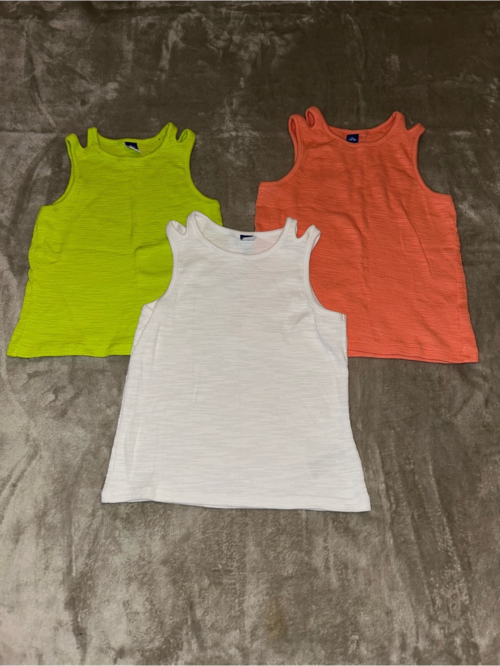 Old Navy Girls Tank Tops in White, Lime, Coral - 3-Pack